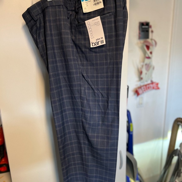 Bar III Blue Men’s Dress Pants with Plaid Pattern 36 x 29 Nee With Tags - Picture 1 of 4